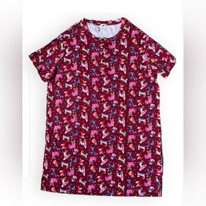 Vera Bradley Holiday Hounds Short Sleeve Night Shirt Size L